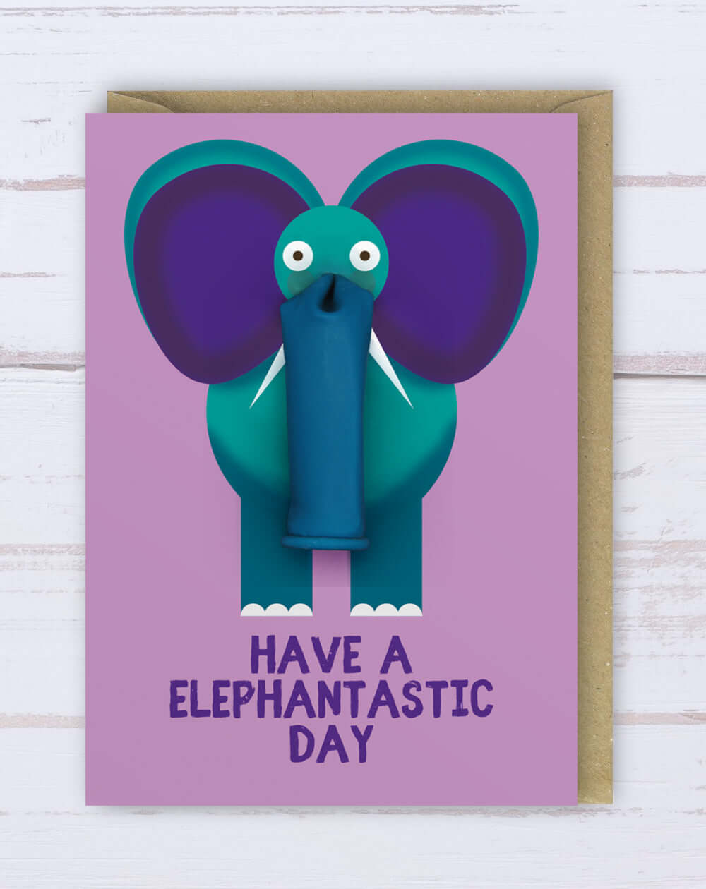 Elephantastic trunk balloon card | purple