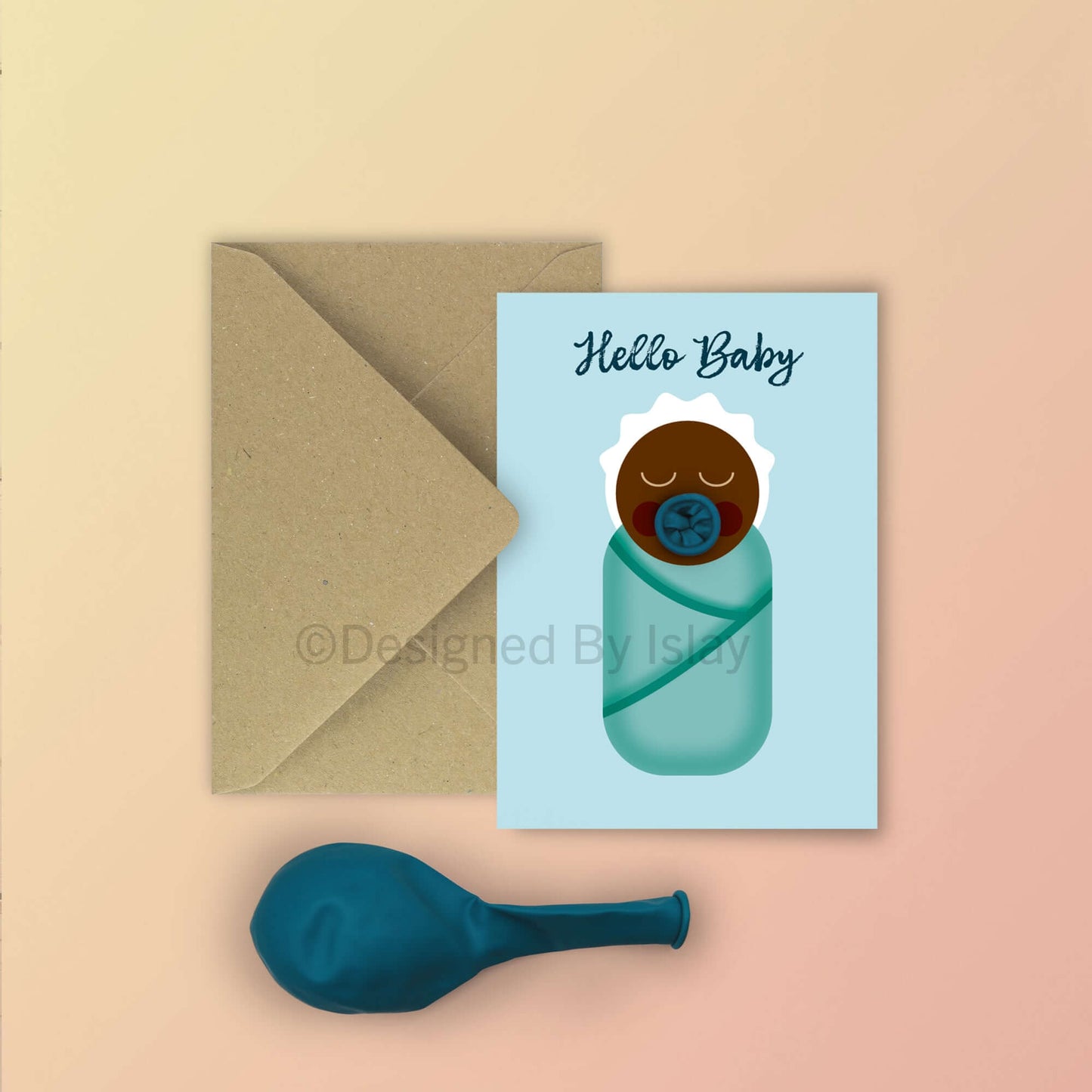 New baby boy | balloon card | darker