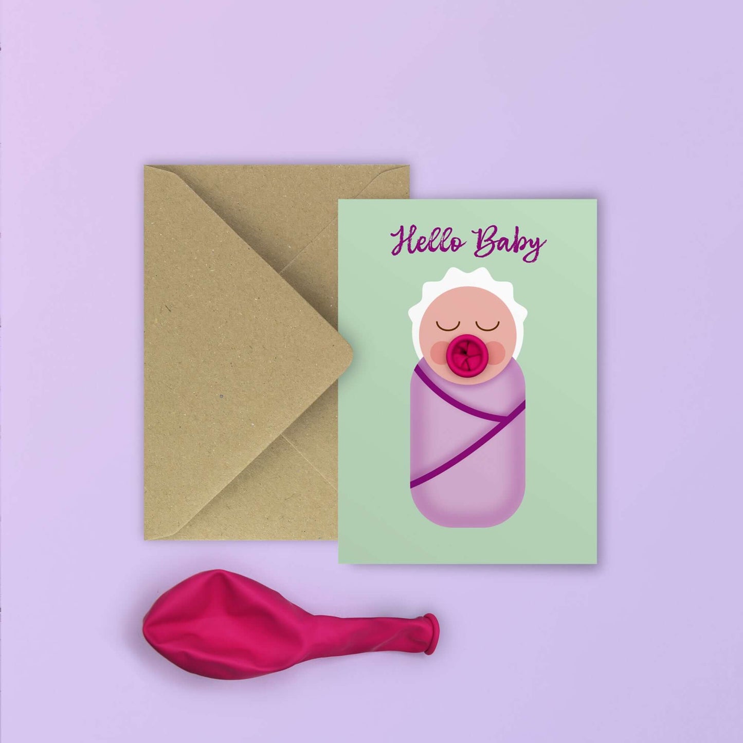New baby girl | balloon card | lighter