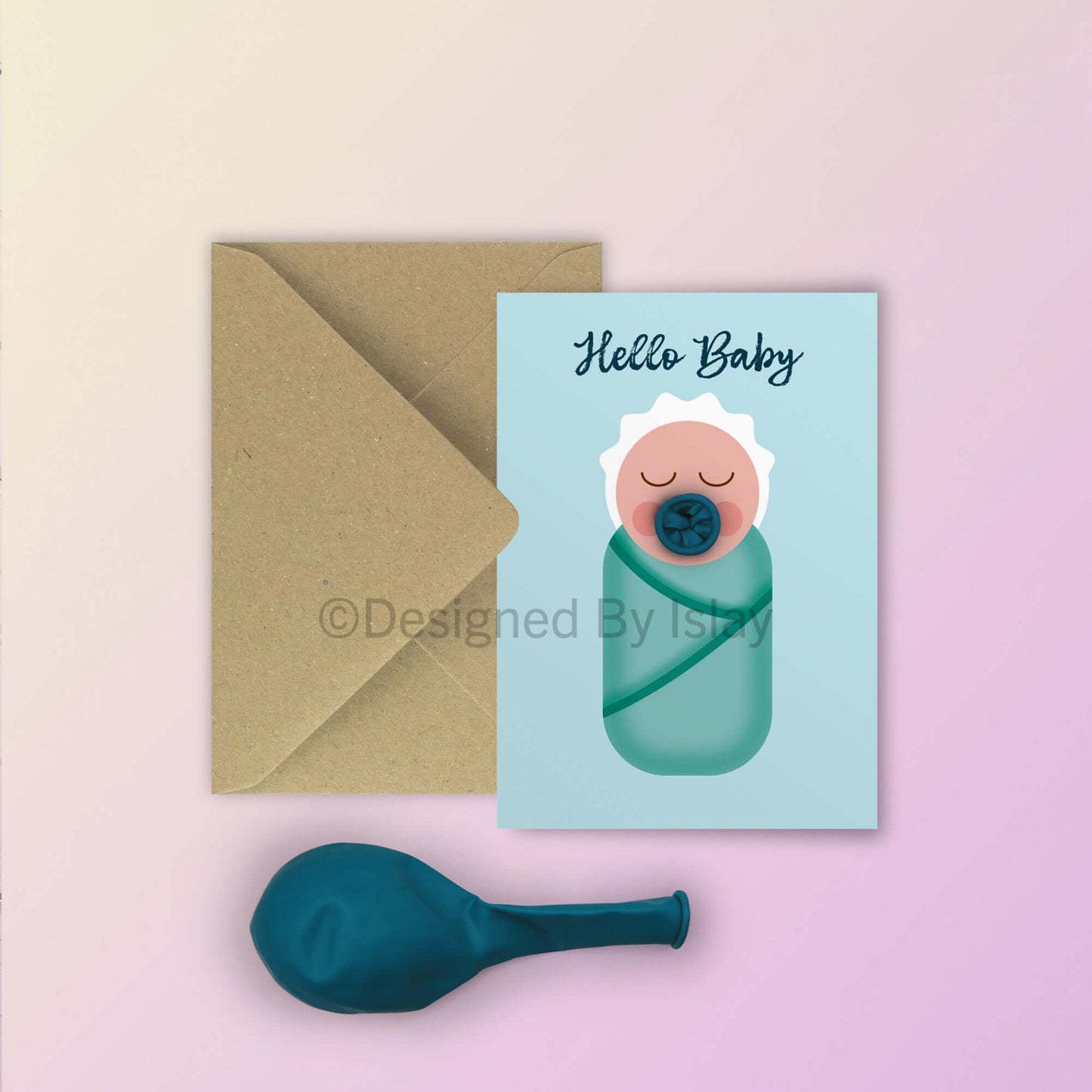 New baby boy | balloon card | lighter
