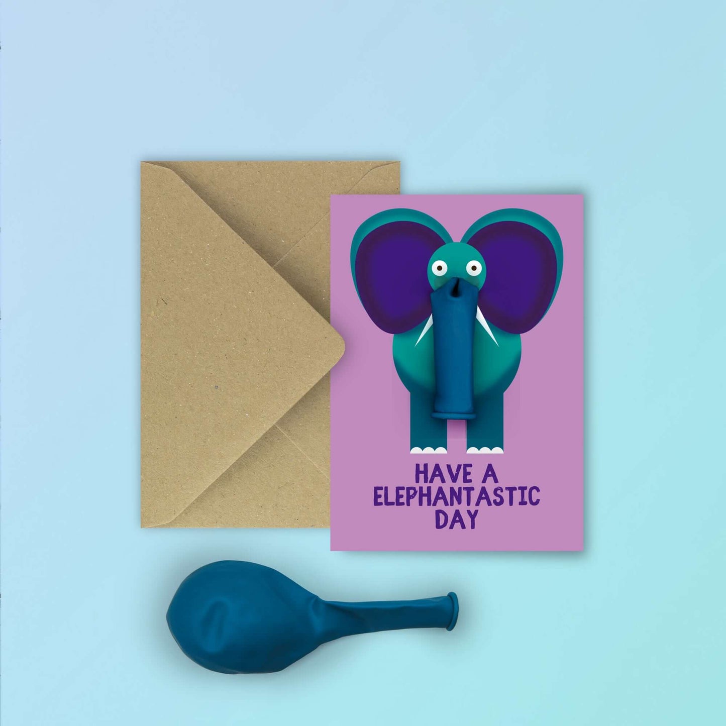 Elephantastic trunk balloon card | purple