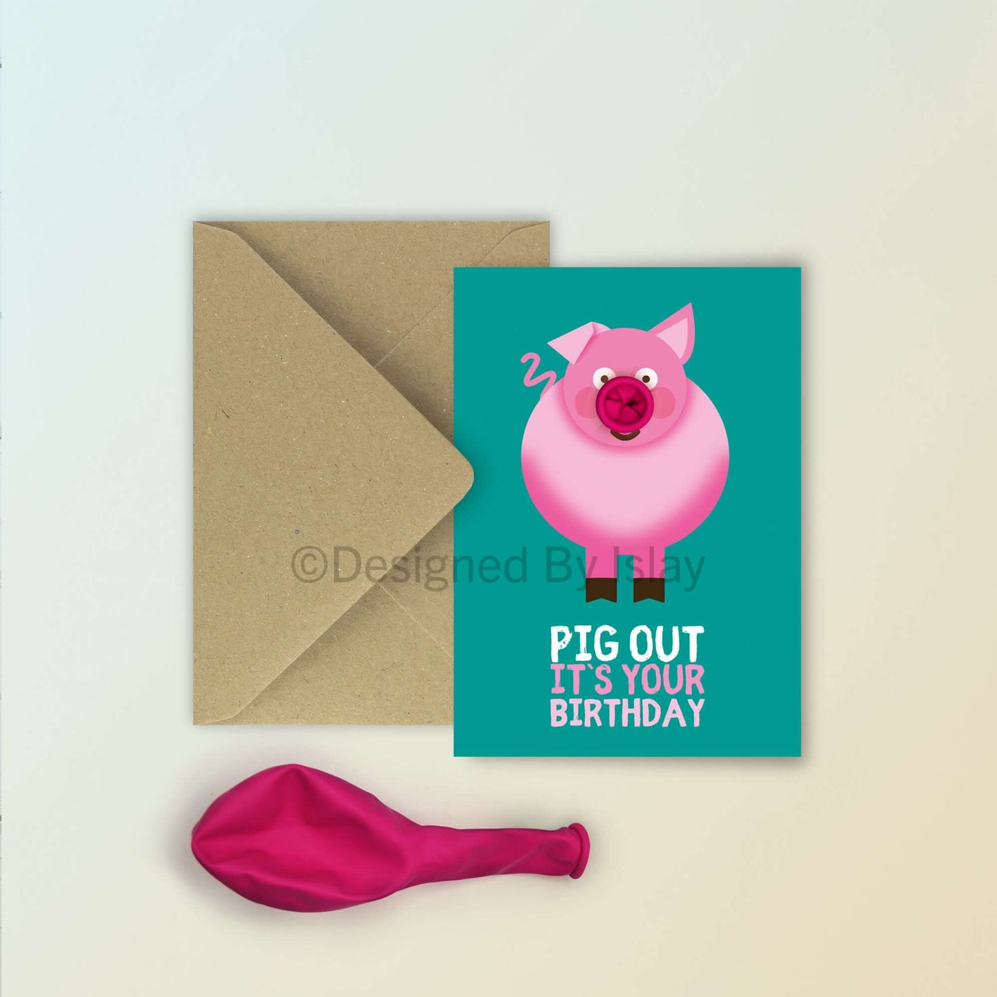 Pig Out balloon card
