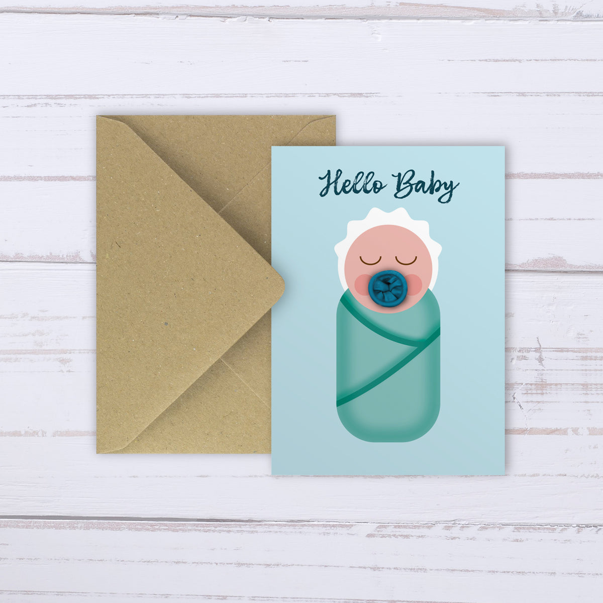 New Baby Boy Balloon Card – Dummy Design | Unique Baby Boy Card UK