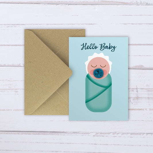 New Baby Boy Balloon Card – Dummy Design | Unique Baby Boy Card UK
