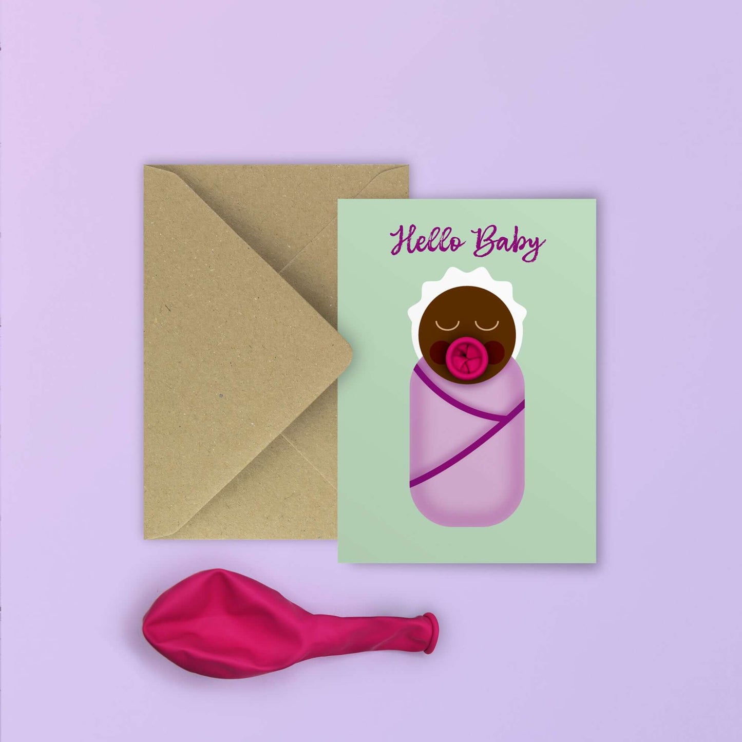 New baby girl | balloon card | darker