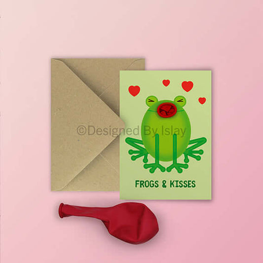 Frog and Kisses balloon card