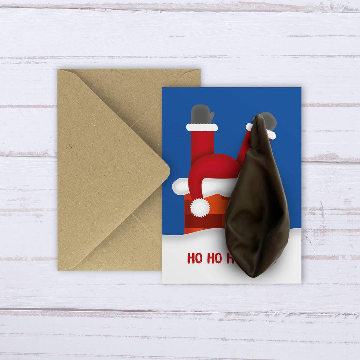 Santa Stuck in the Chimney Balloon card