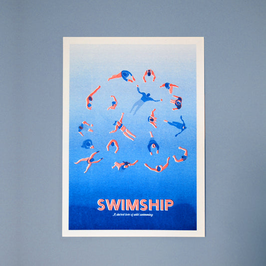 Risograph Swimship print A4